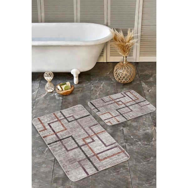 Sivé zamatové kúpeľňové predložky v súprave 2 ks 60x100 cm – Mila Home-image-3