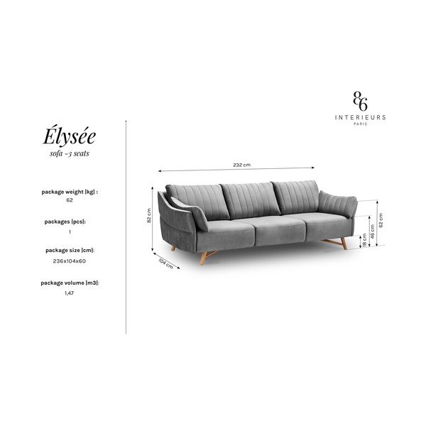 Žltá zamatová pohovka Interieurs 86 Elysée, 232 cm-image-2