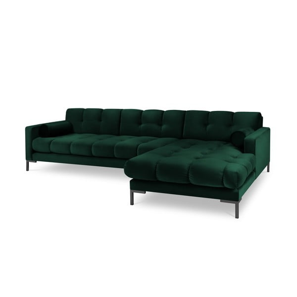 Tmavozelená zamatová rohová pohovka Cosmopolitan Design Bali, pravý roh-image-2