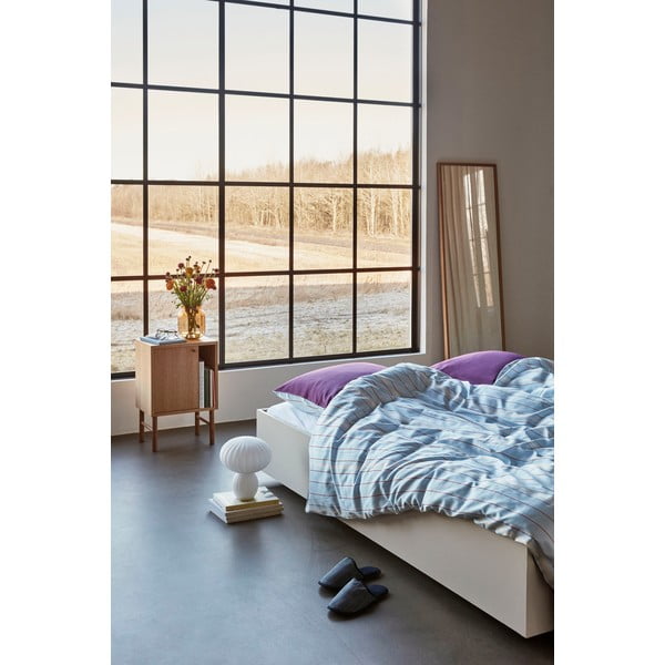 Modro-fialové obliečky z bavlneného saténu Hübsch Sandra, 140 x 200 cm-image-1