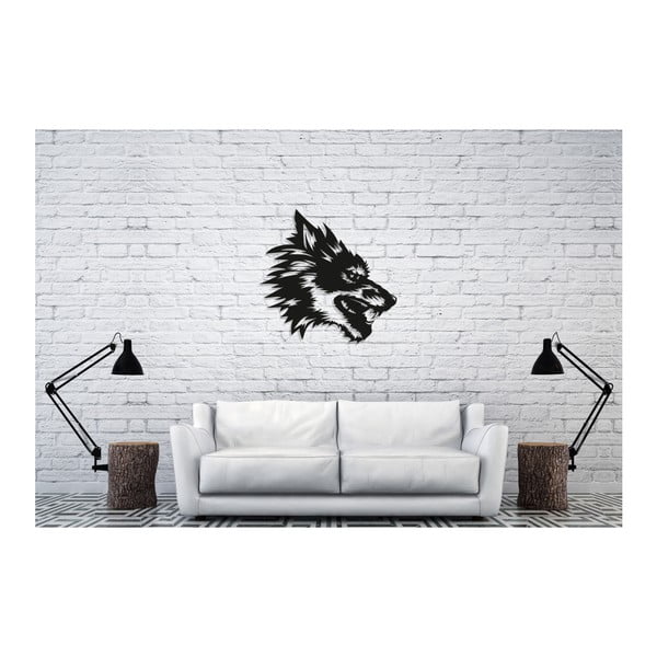 Čierna nástenná dekorácia Oyo Concept Wolf, 50 × 50 cm