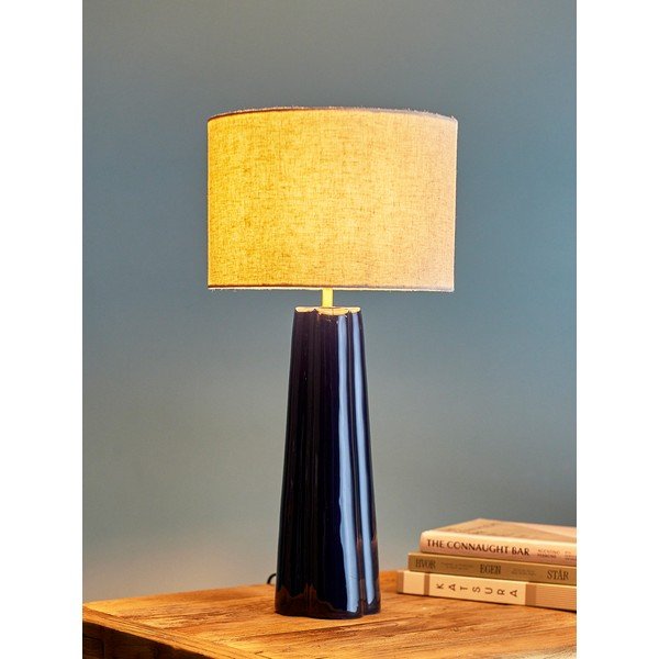 Modrá/krémovobiela kovová stolová lampa s textilným tienidlom (výška  61 cm) Cornelie – Bloomingville-image-1