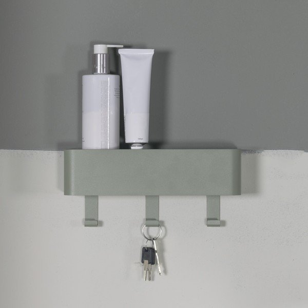 Sivozelený kovový nástenný vešiak s poličkou 27 cm Dax Play – Spinder Design-image-1