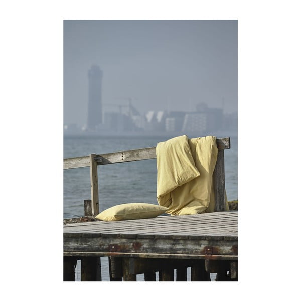 Žlté obliečky z bio bavlny 200x140 cm Wave Straw - Södahl-image-4