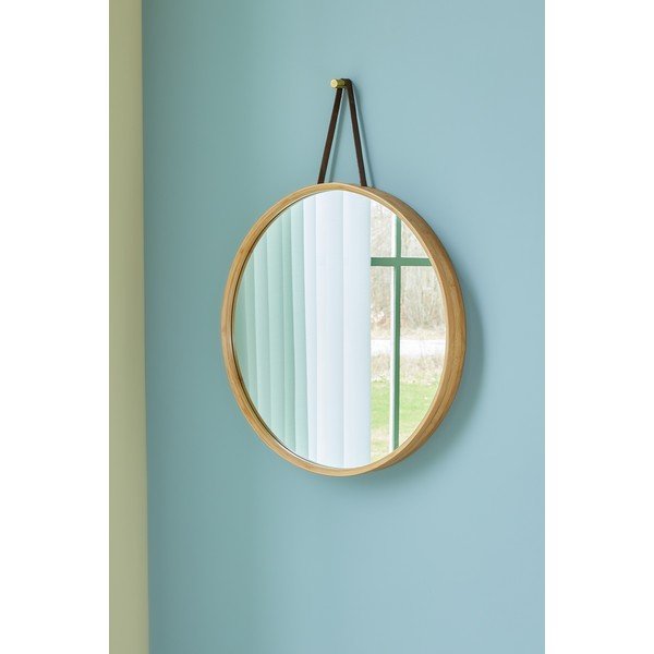 Nástenné zrkadlo s bambusovým rámom ø 60 cm Mood – Hübsch-image-1