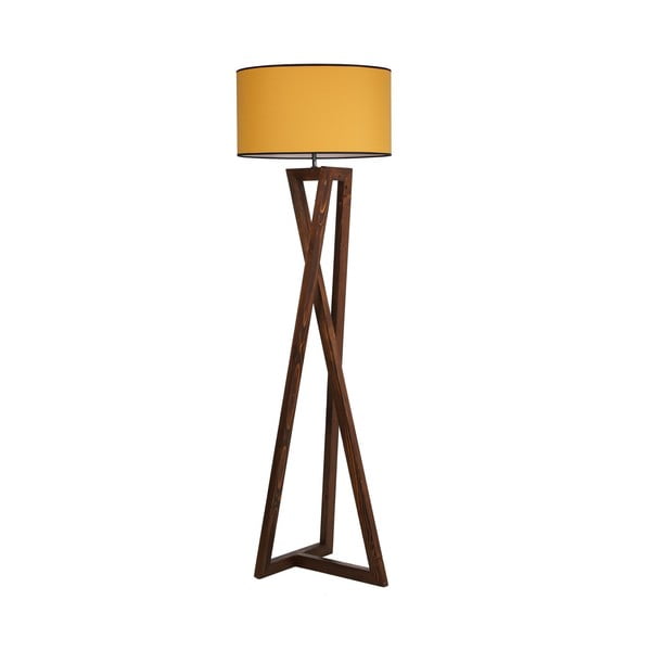 Stojacia lampa v horčicovej a hnedej farbe s textilným tienidlom (výška 149 cm) Maçka – Opviq lights