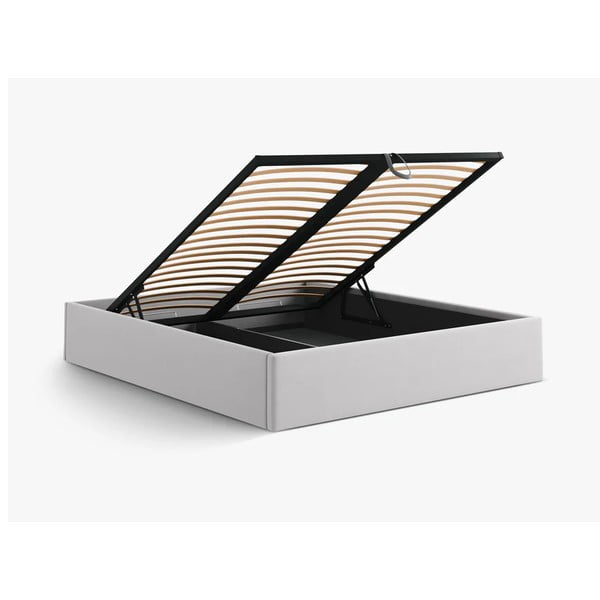 Svetlosivá čalúnená dvojlôžková posteľ s úložným priestorom/bez čela s roštom 140x200 cm Susan – Micadoni -image-3