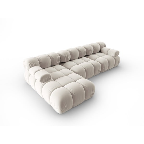 Béžová zamatová modulárna rohová pohovka (ľavý roh) Bellis – Micadoni -image-4