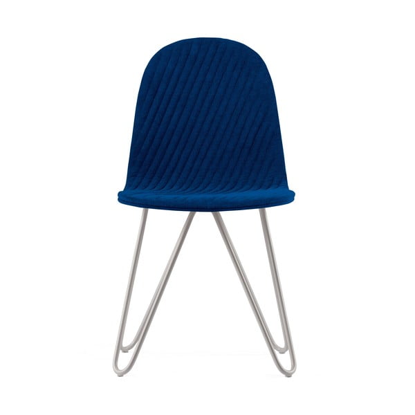 Tmavomodrá stolička s kovovými nohami IKER Mannequin X Stripe
