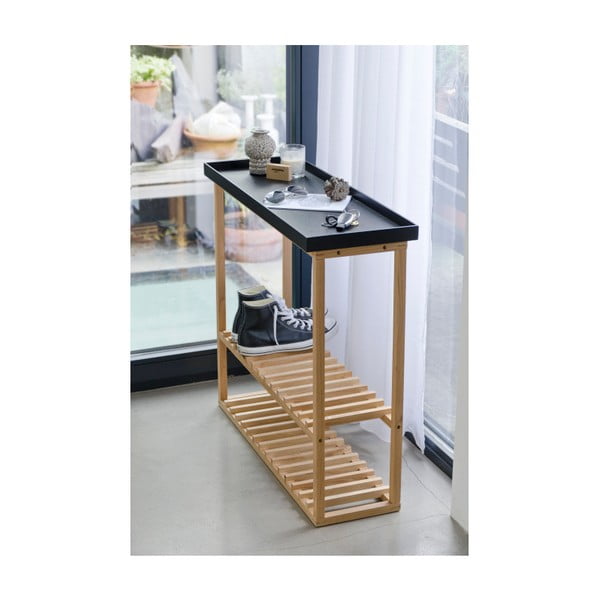 Polica na topánky/úložný stolík s čiernou doskou z dubového dreva Wireworks Hello Storage-image-3