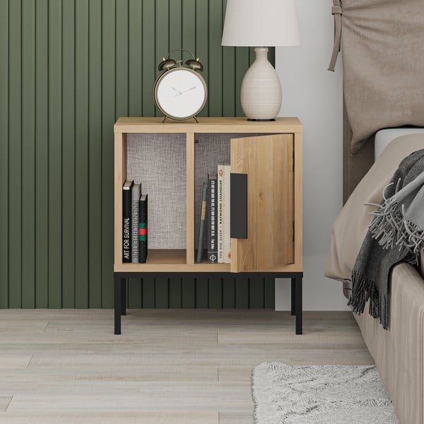 Nočný stolík v dekore duba v prírodnej farbe Lani – Marckeric-image-4