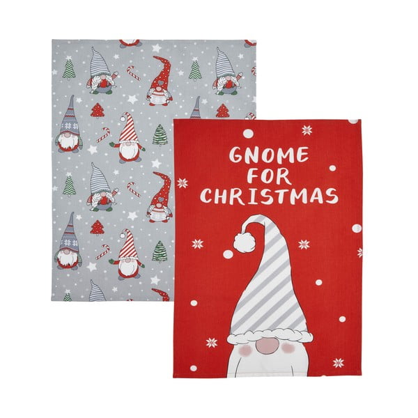 Bavlnené utierky v súprave 2 ks s vianočným motívom 50x70 cm Gnomes - Catherine Lansfield
