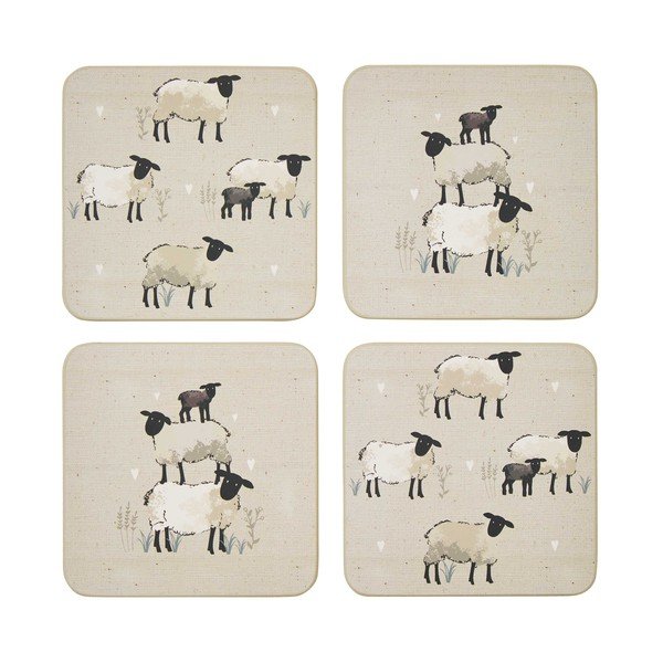 Taupe korkové tácky v súprave 4 ks Highland Sheep – Cooksmart ®