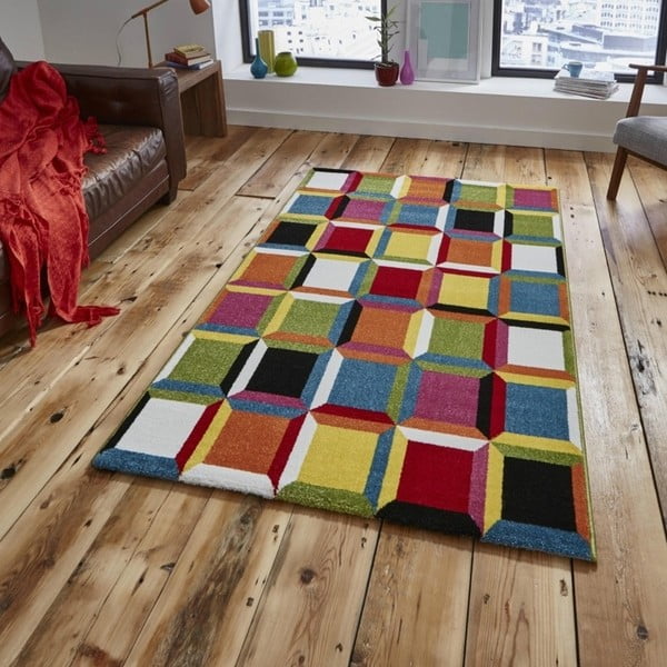 Farebný kockovaný koberec Think Rugs Sunrise, 120 × 170 cm