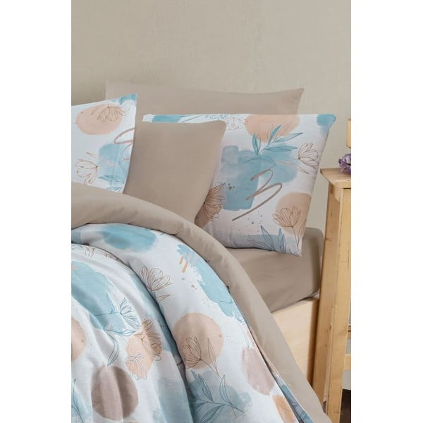 Modro-hnedé 4-dielne predĺžené obliečky na dvojlôžko s plachtou 200x220 cm Magnolia – Mila Home-image-2