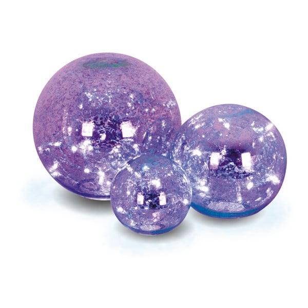 Sada 3 fialových dekoratívnych sklenených gulí Naeve