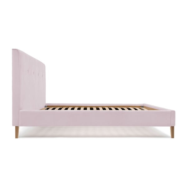 Ružová posteľ s prírodnými nohami Vivonita Kent, 140 × 200 cm-image-1
