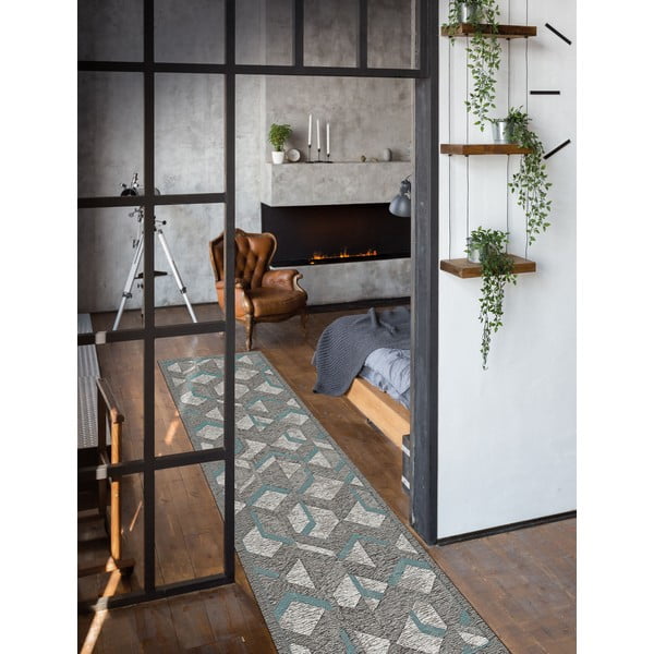 Sivo-modrý behúň Floorita Hypnotik, 55 x 240 cm-image-1