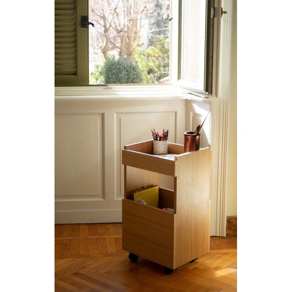 Servírovací stolík na kolieskach v dekore duba 35x40 cm Forma – Hübsch-image-1