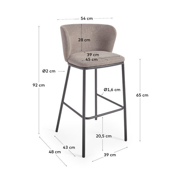 Svetlohnedé barové stoličky v súprave 2 ks 92 cm Ciselia – Kave Home-image-4