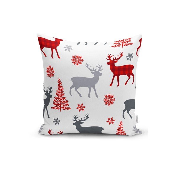 Súprava 4 vianočných obliečok na vankúš a behúň na stôl Minimalist Cushion Covers Red Snowflake-image-1