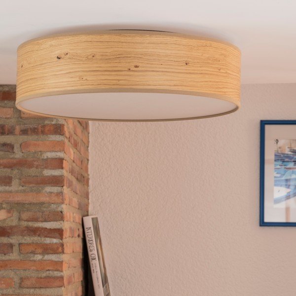 Svetlohnedé stropné svietidlo s tienidlom z prírodnej dyhy Sotto Luce Ocho, ⌀ 40 cm-image-2