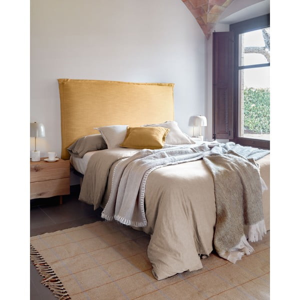 Čalúnené čelo postele v horčicovej farbe 206x106 cm Tanit – Kave Home-image-1