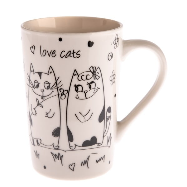 Porcelánový hrnček s mačičkami Dakls Love Cats, 380 ml