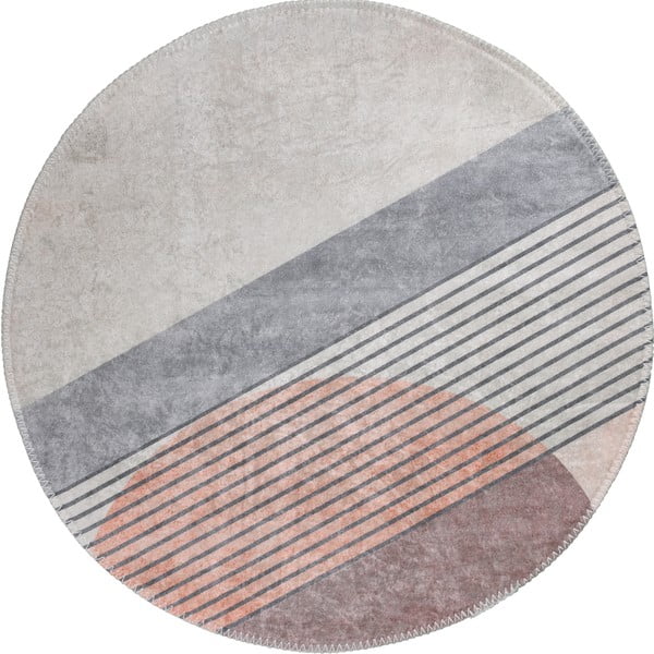 Umývateľný okrúhly koberec vo svetloružovo-sivej farbe ø 120 cm Yuvarlak – Vitaus