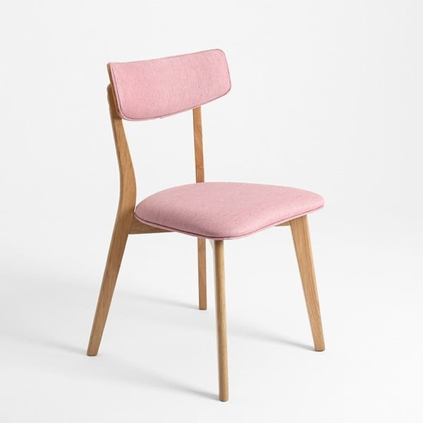 Ružová stolička s dubovými nohami Tone Soft