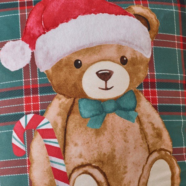 Dekoračný vankúš s vianočným motívom 45x45 cm Christmas Tartan Teddy Bear – Catherine Lansfield-image-2