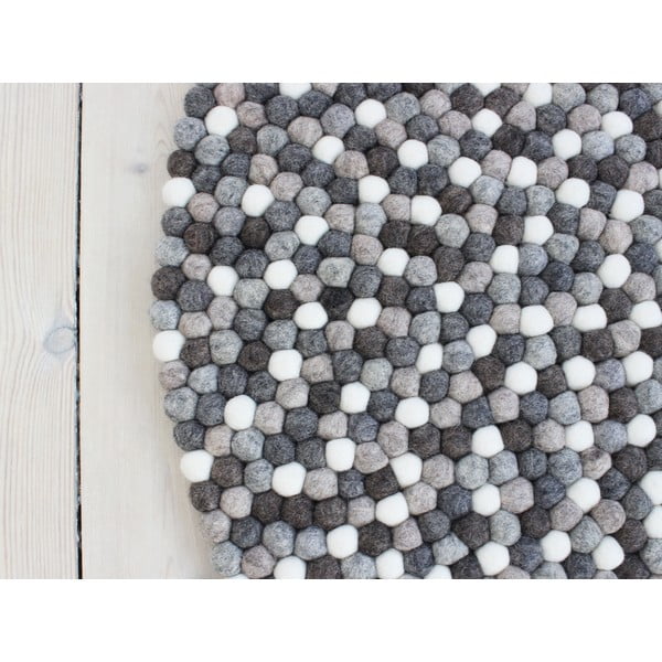 Sivo-biely guľôčkový vlnený koberec Wooldot Ball rugs, ⌀ 200 cm