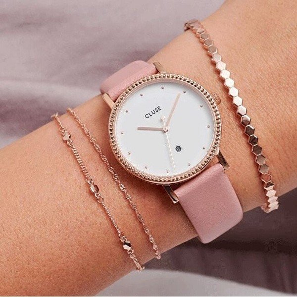 Dámske hodinky s ružovým koženým remienkom Cluse Le Couronnement-image-1