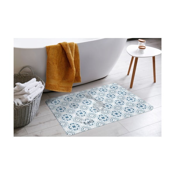 Bielo-modrá kúpeľňová predložka z kremeliny 50x70 cm Atlanta – douceur d'intérieur-image-1