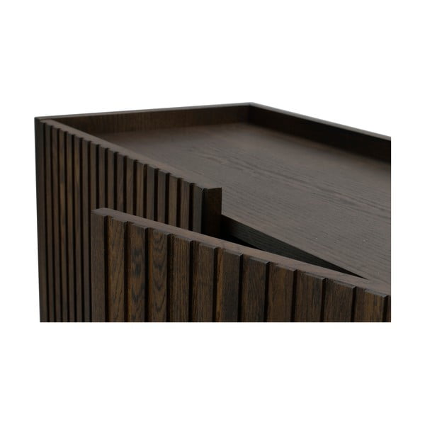 Tmavohnedá nízka komoda z dubového dreva 160x75 cm Halifax - Rowico-image-1