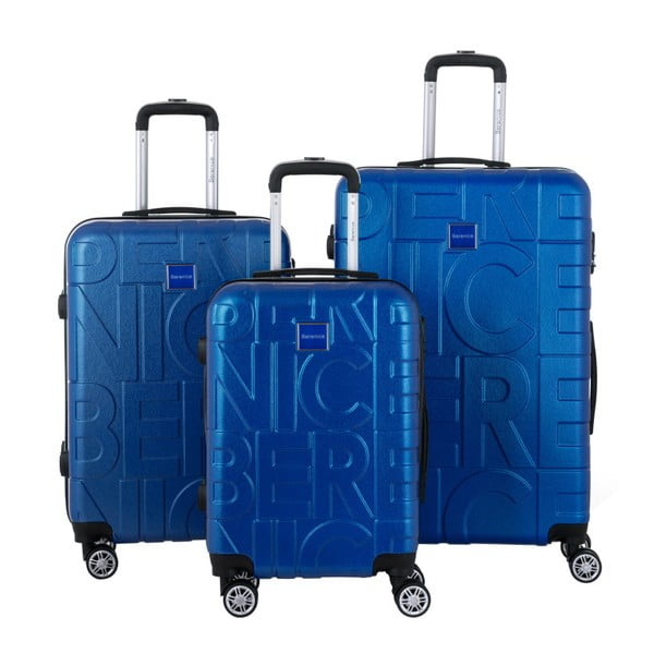 Sada 3 modrých cestovných kufrov Berenice Typo