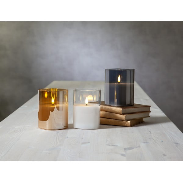 Sivá LED vosková sviečka v skle Star Trading Flamme, výška 12,5 cm-image-4