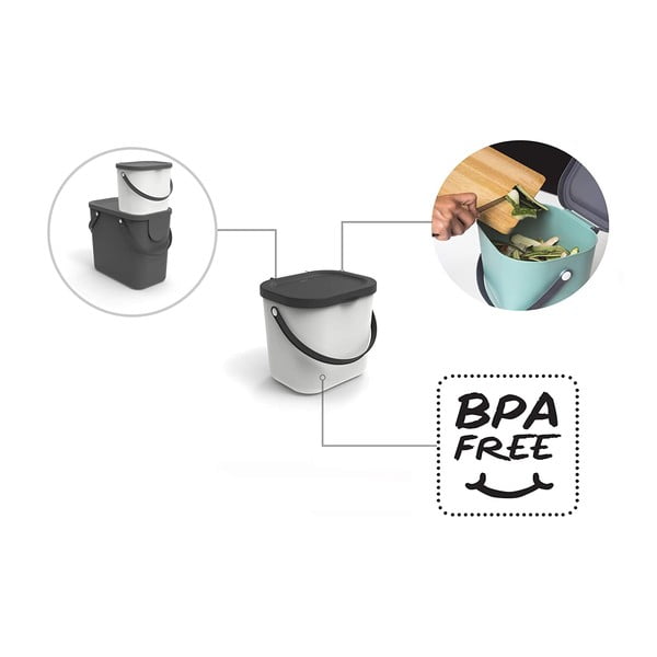 Zelená nádoba na kompostovateľný odpad 6 l Albula - Rotho-image-4