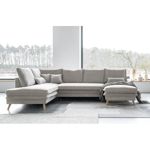 Béžová rozkladacia rohová pohovka (ľavý roh/do tvaru "U") Charming Charlie – Miuform-image-1