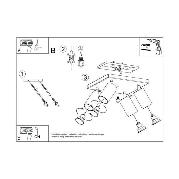 Sivé stropné svietidlo Sollux Etna Quatre-image-4