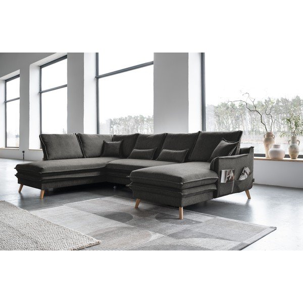 Tmavosivá rozkladacia rohová pohovka (ľavý roh/do tvaru "U") Charming Charlie – Miuform-image-3