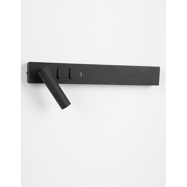 Matne čierne kovové LED nástenné svietidlo s ohýbateľnou konštrukciou/s USB portom Vida – Nova Luce-image-3