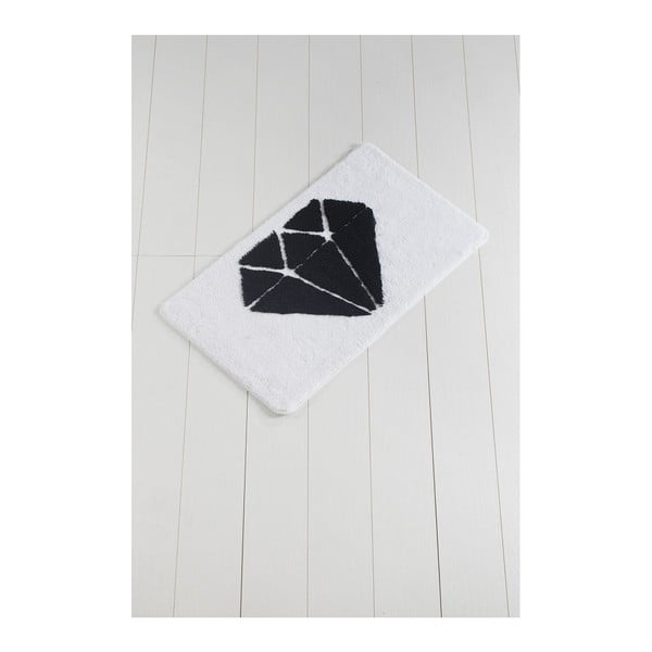 Čierno-biela kúpeľňová predložka Crasso Heart, 100 × 60 cm