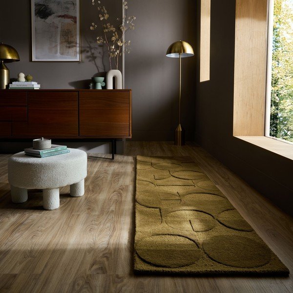 Tmavozelený ručne tkaný vlnený behúň 60x230 cm Gigi – Flair Rugs-image-1