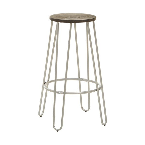 Barová stolička z brestového dreva v striebornej farbe/v prírodnej farbe (výška sedadla 75 cm) District – Premier Housewares