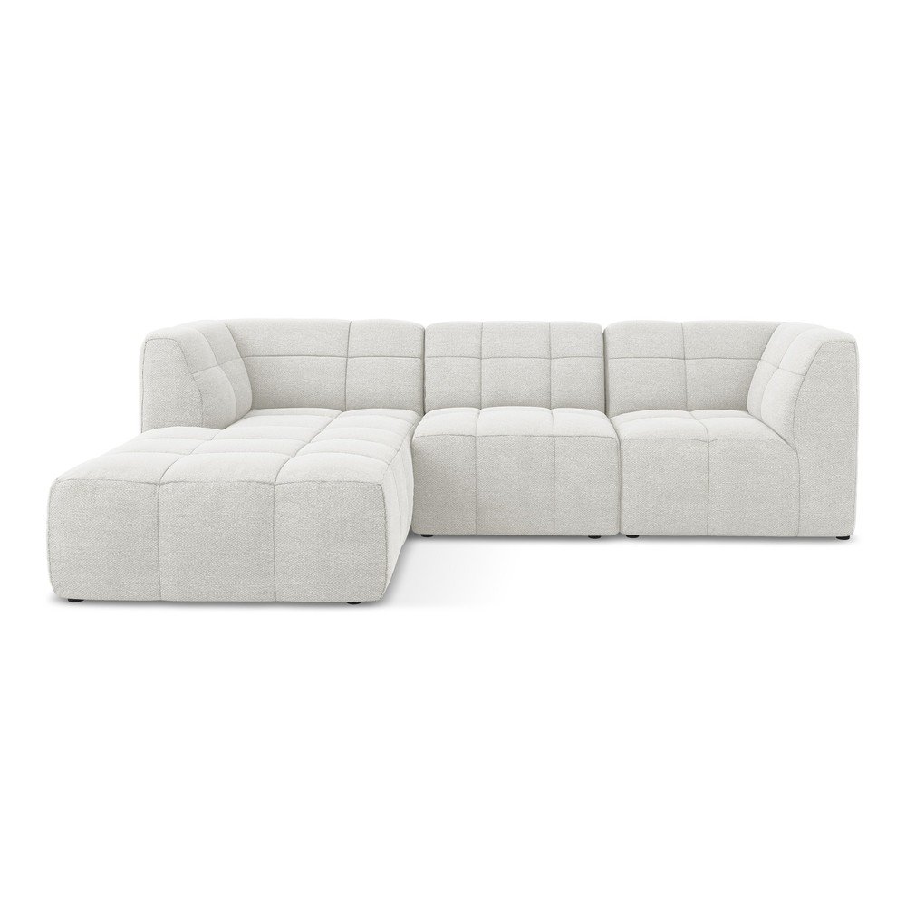 Biela rohová pohovka z textílie buklé (ľavý roh/s leňoškou) Aloha – Makamii