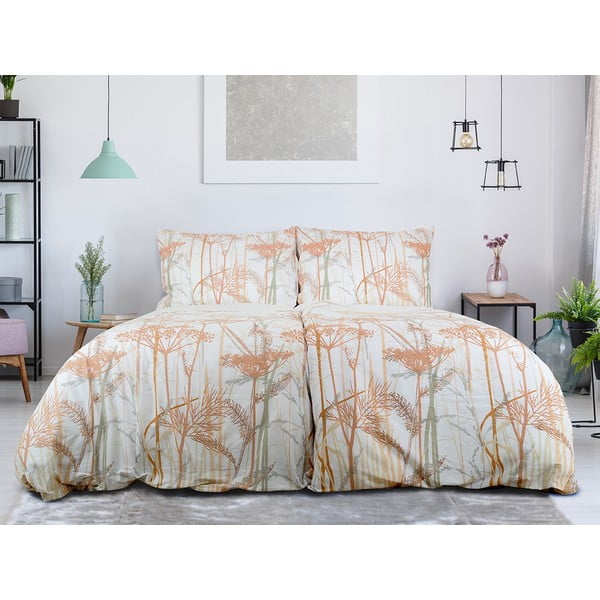 Biele/v terakotovej farbe krepové obliečky na jednolôžko 140x200 cm Caraway – B.E.S.