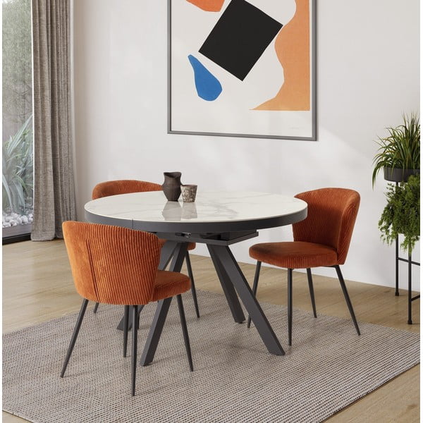 Okrúhly rozkladací jedálenský stôl s prídavnou doskou s keramickou doskou ø 120 cm Bela – Marckeric-image-1