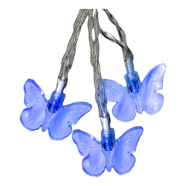 Modrá svetelná reťaz Best Season Butterflies, dĺžka 280 cm