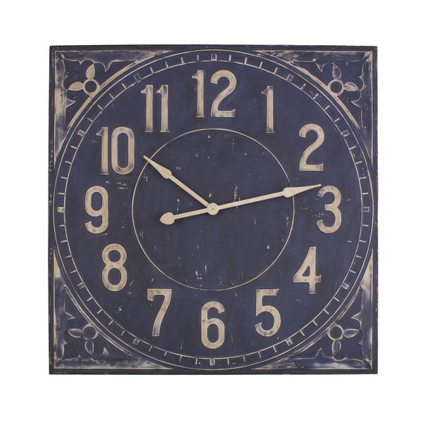 Modré nástenné hodiny Antic Line Industrielle 99 x 99 cm